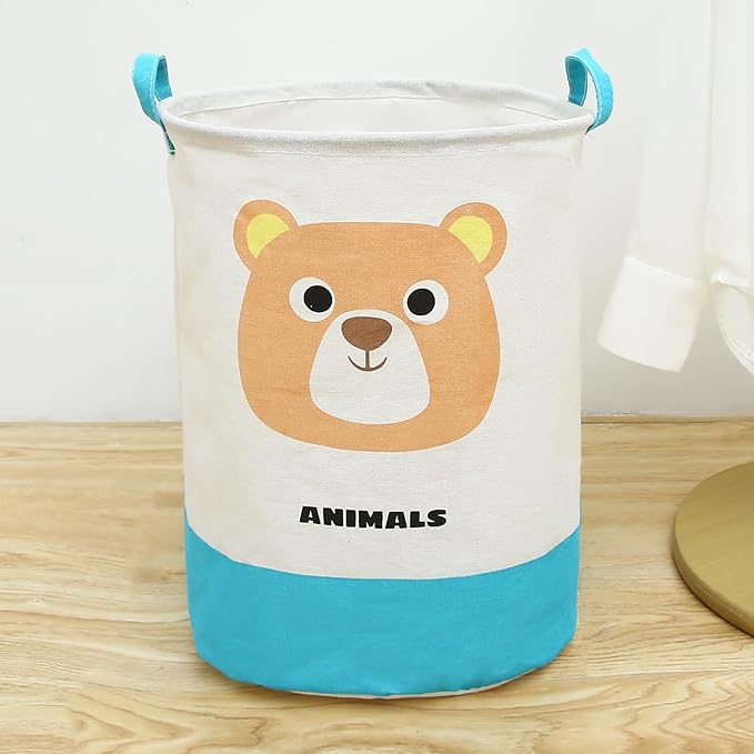 Round Laundry Basket Cute Cartoon Cloth Storage (Toys) - salesmania