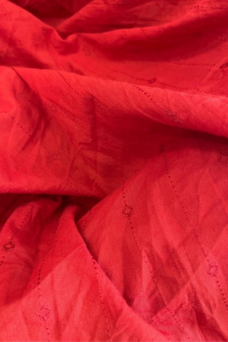 RUST EMBROIDERED VOLUMINOUS DRESS - salesmania