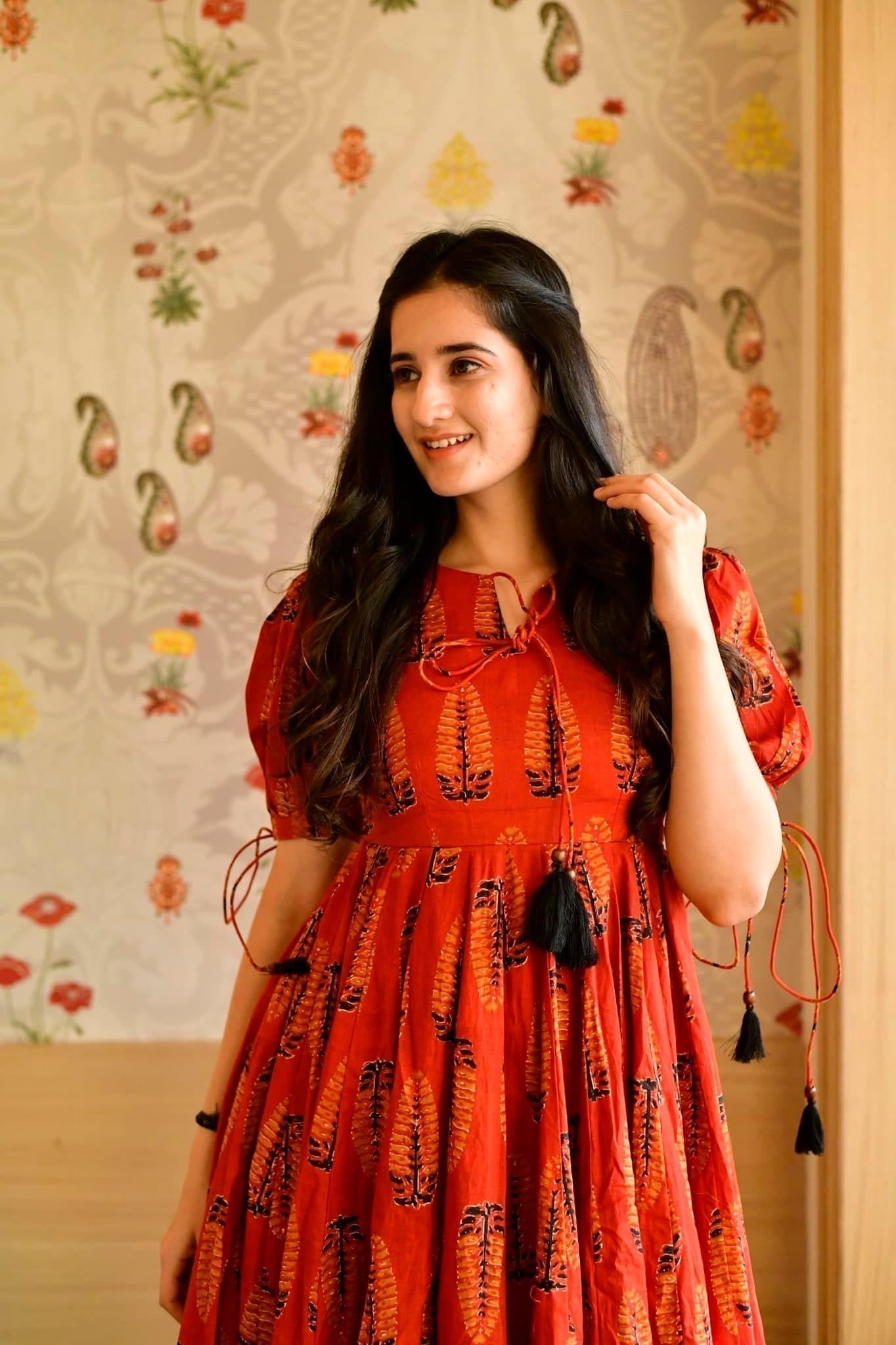 Sarojni orange cotton dress - salesmania
