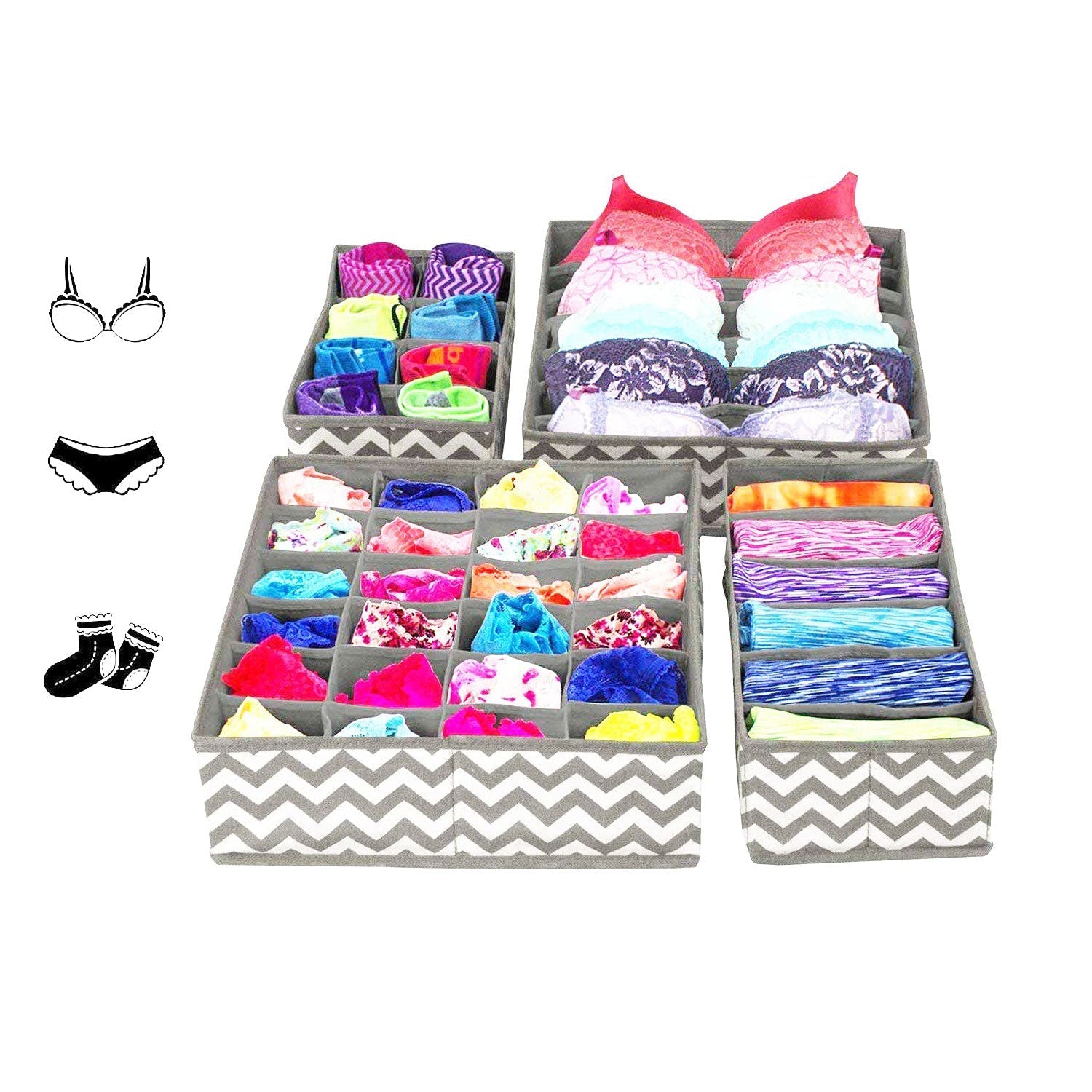 Set of 4 Foldable Storage Box Drawer Divider - salesmania