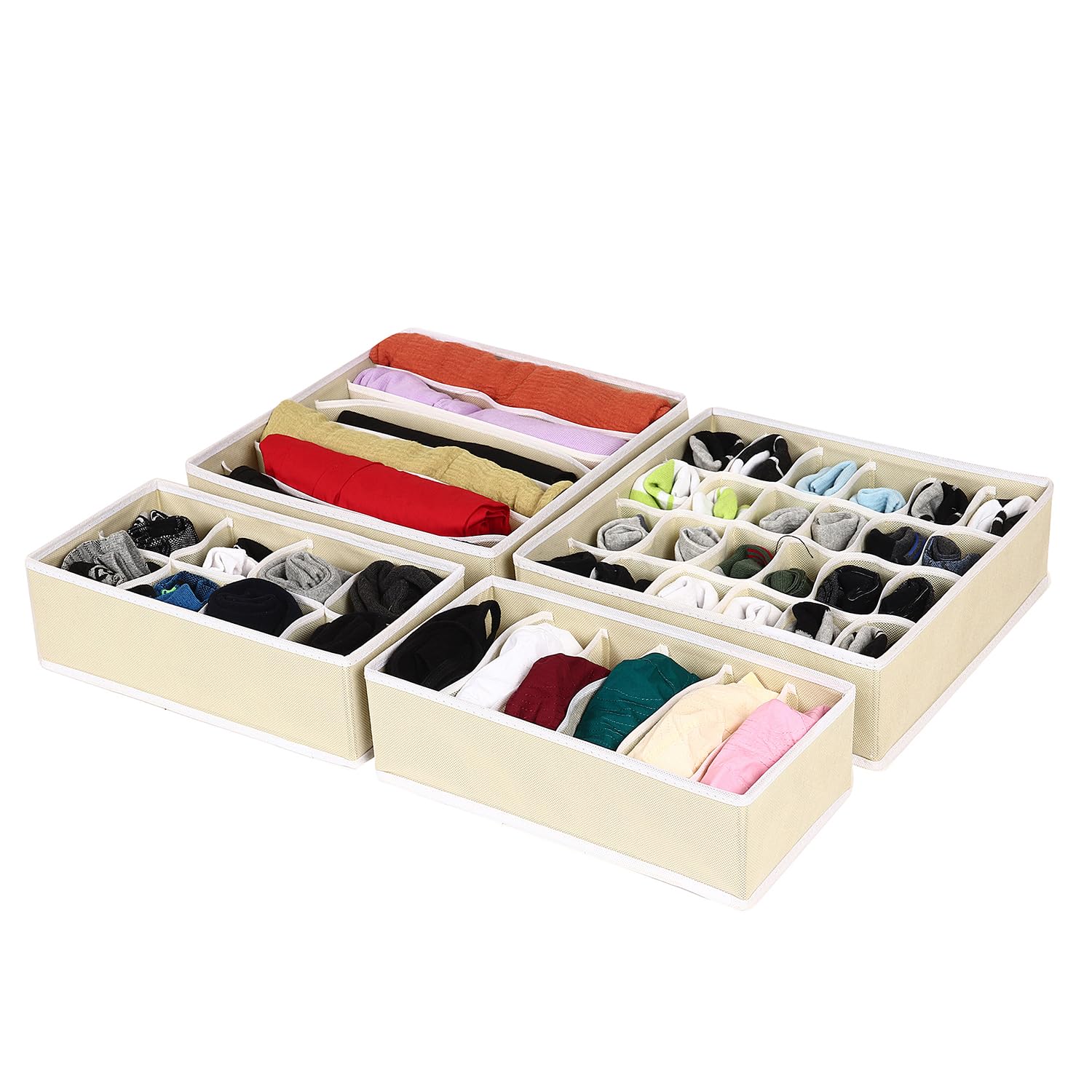 Set of 4 Foldable Storage Box Drawer Divider - salesmania