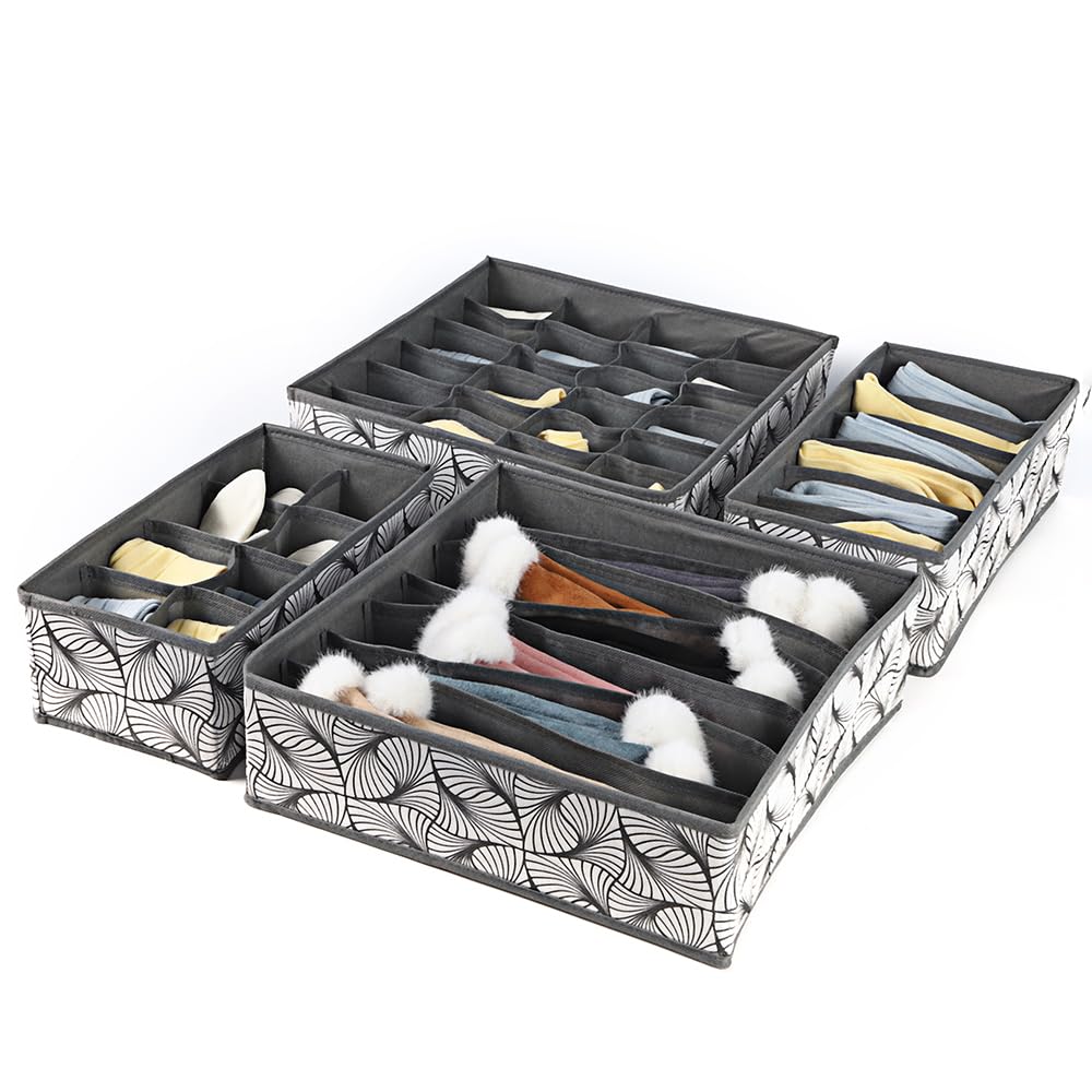 Set of 4 Foldable Storage Box Drawer Divider - salesmania