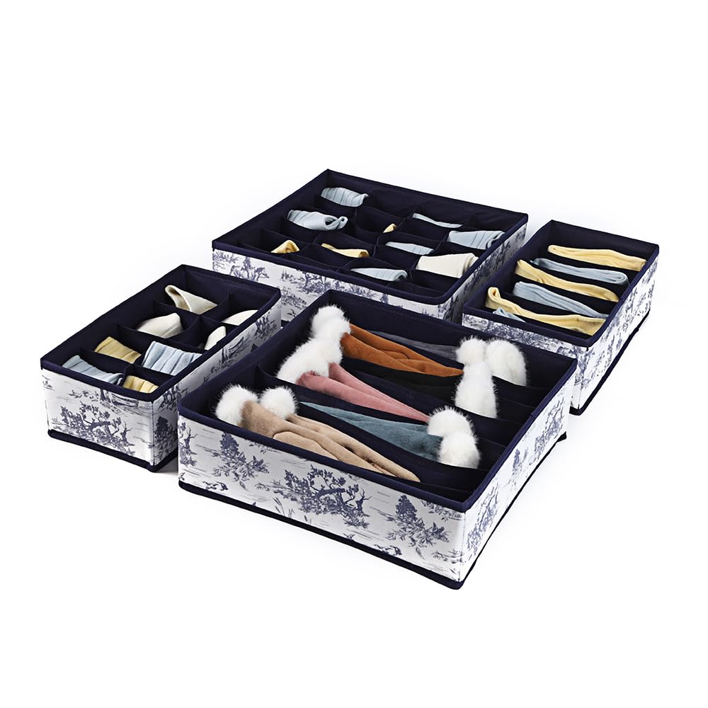 Set of 4 Foldable Storage Box Drawer Divider - salesmania