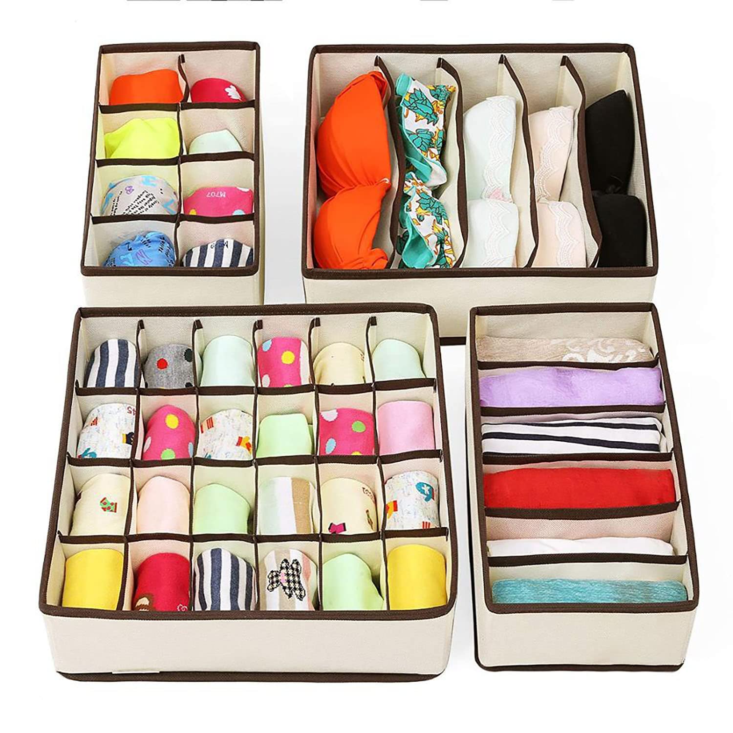 Set of 4 Foldable Storage Box Drawer Divider - salesmania
