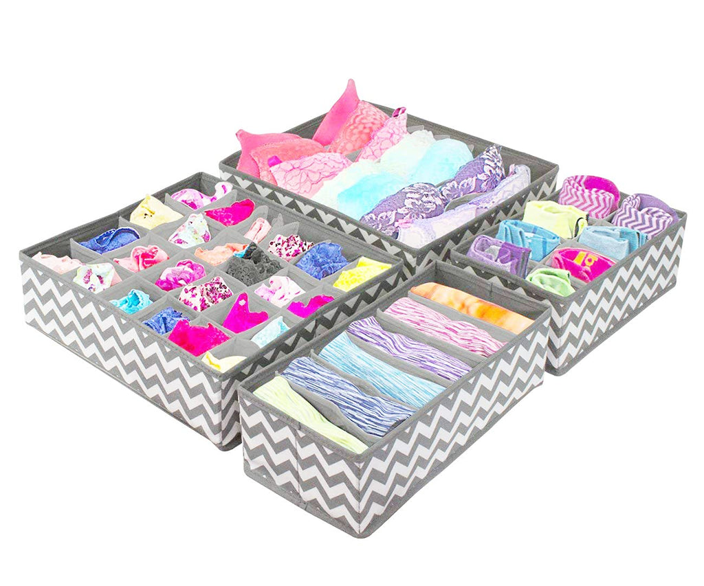 Set of 4 Foldable Storage Box Drawer Divider - salesmania