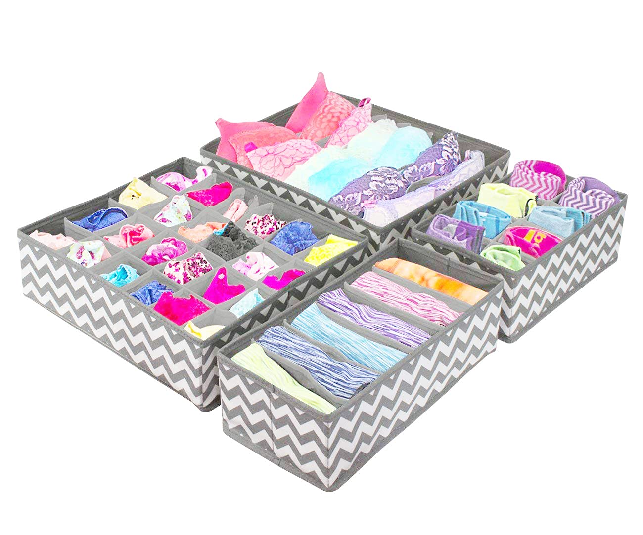 Set of 4 Foldable Storage Box Drawer Divider - salesmania