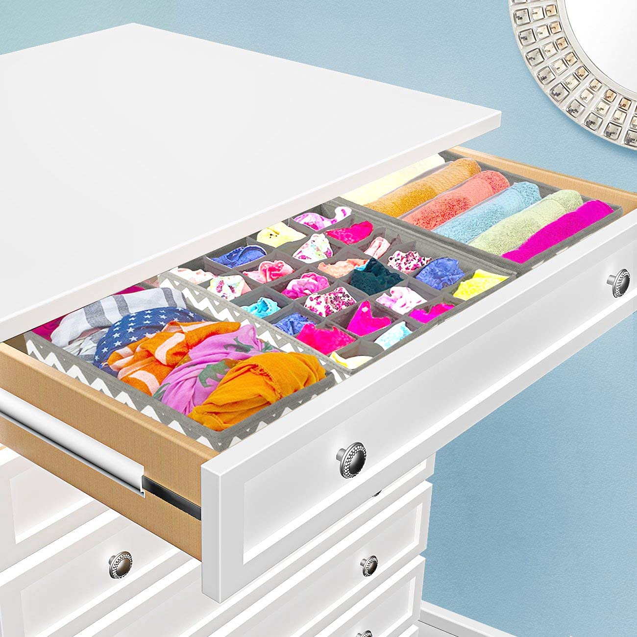 Set of 4 Foldable Storage Box Drawer Divider - salesmania