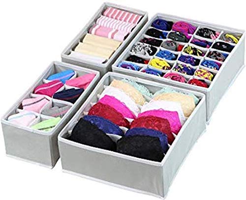 Set of 4 Foldable Storage Box Drawer Divider - salesmania