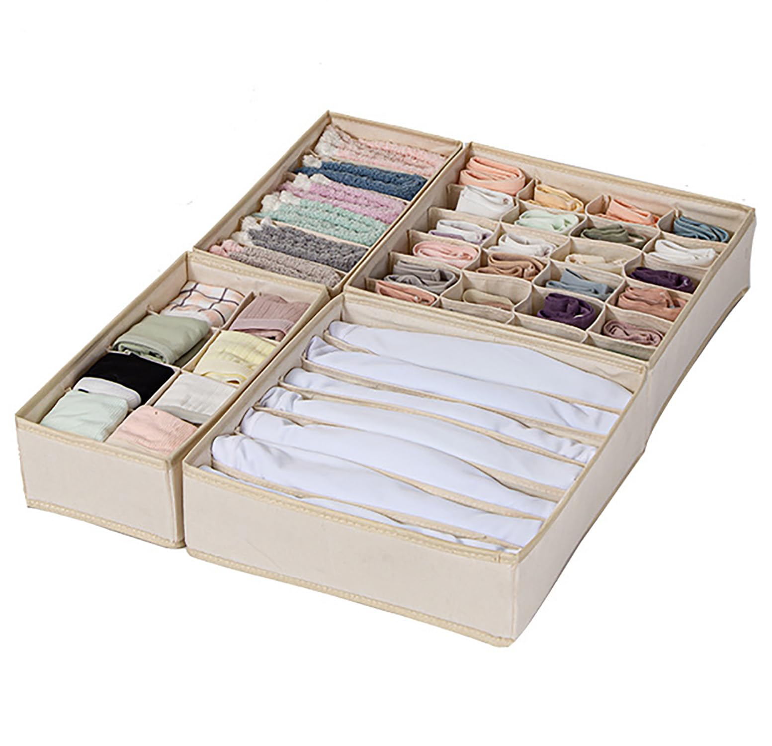 Set of 4 Foldable Storage Box Drawer Divider - salesmania