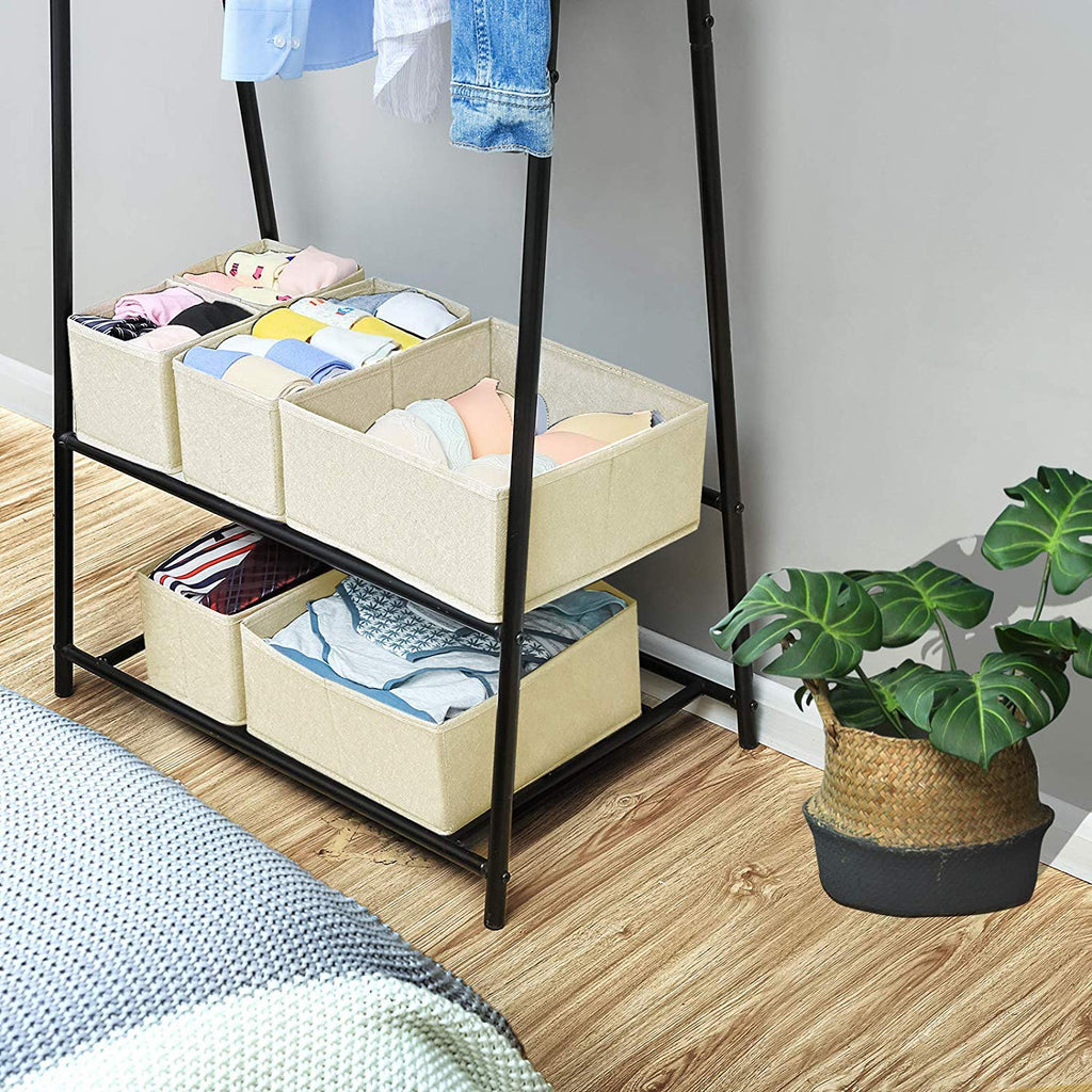 Set of 6 Foldable Storage Box Drawer Divider Organizer Basket Bins - salesmania