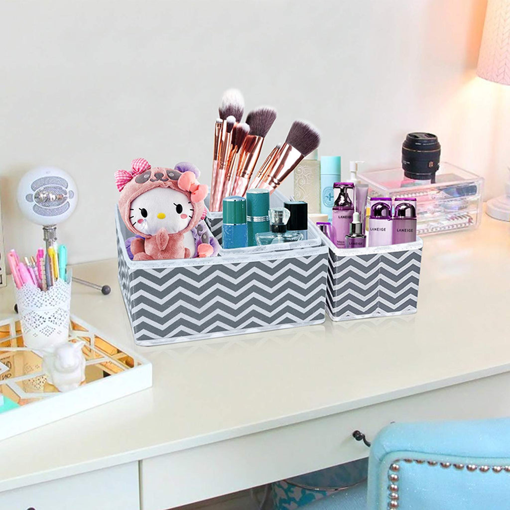 Set of 6 Foldable Storage Box Drawer Divider Organizer Basket Bins - salesmania