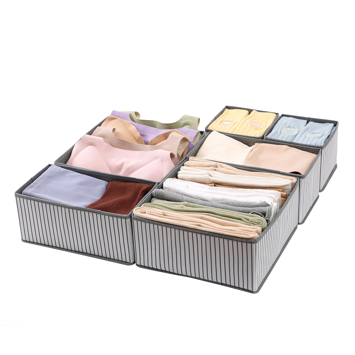 Set of 6 Foldable Storage Box Drawer Divider Organizer Basket Bins - salesmania