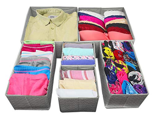 Set of 6 Foldable Storage Box Drawer Divider Organizer Basket Bins - salesmania