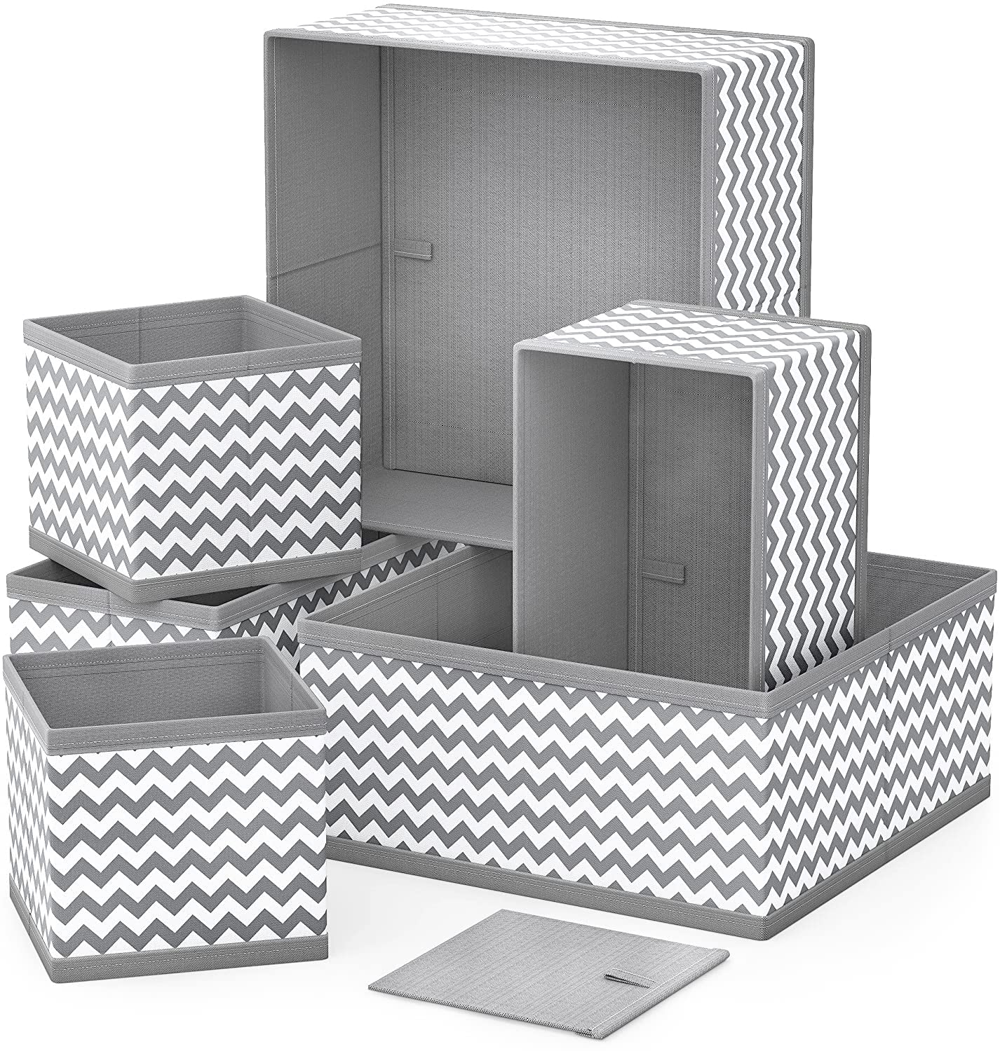 Set of 6 Foldable Storage Box Drawer Divider Organizer Basket Bins - salesmania