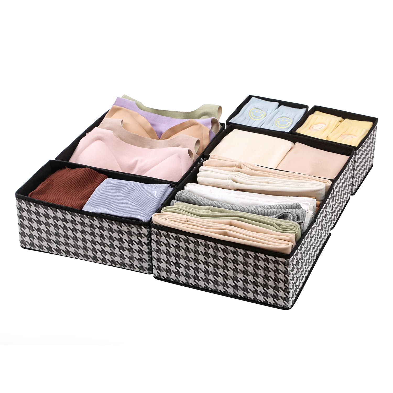 Set of 6 Foldable Storage Box Drawer Divider Organizer Basket Bins - salesmania