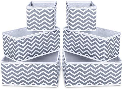 Set of 6 Foldable Storage Box Drawer Divider Organizer Basket Bins - salesmania