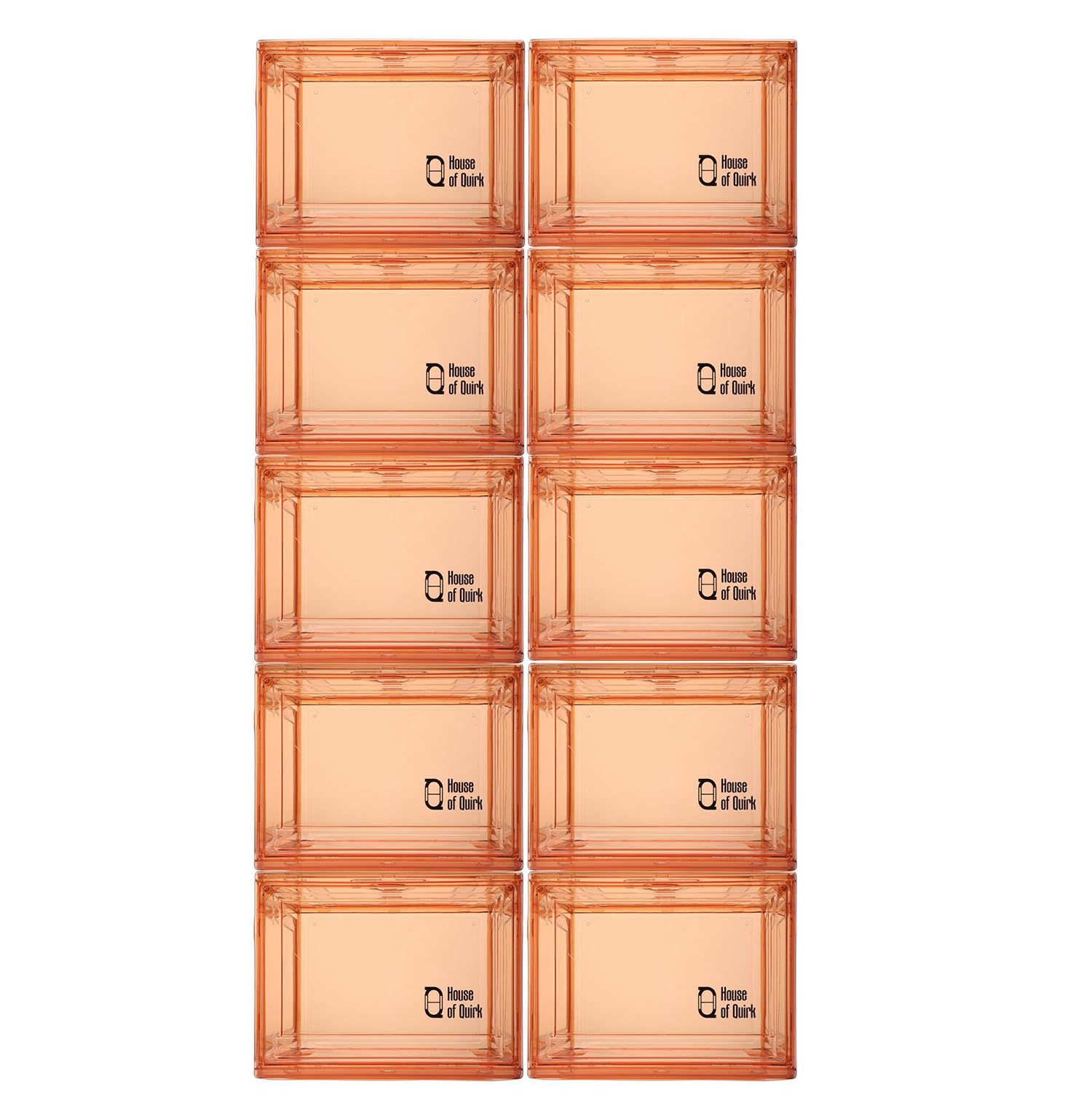 Shoe Organizer Large Shoe Boxes with Magnetic Door, Clear Stackable Plastic (Beige) - salesmania