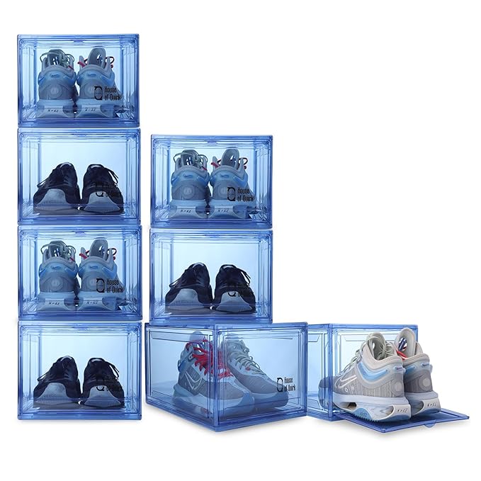 Shoe Organizer, Shoe Storage Boxes with Magnetic Door (Blue) - salesmania
