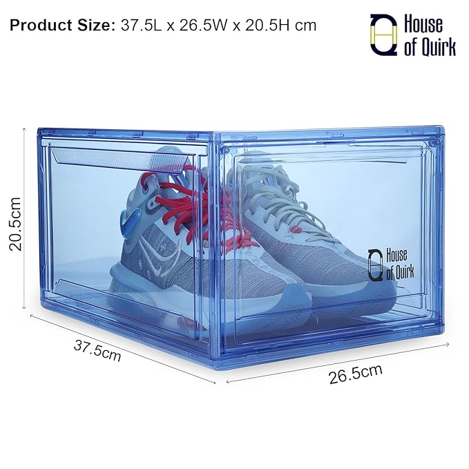 Shoe Organizer, Shoe Storage Boxes with Magnetic Door (Blue) - salesmania