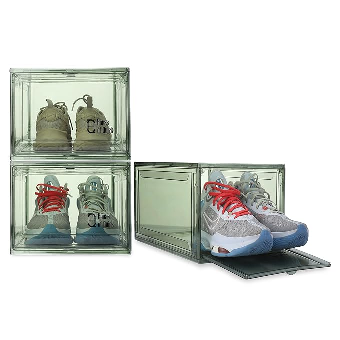 Shoe Organizer, Shoe Storage Boxes with Magnetic Door (Green) - salesmania