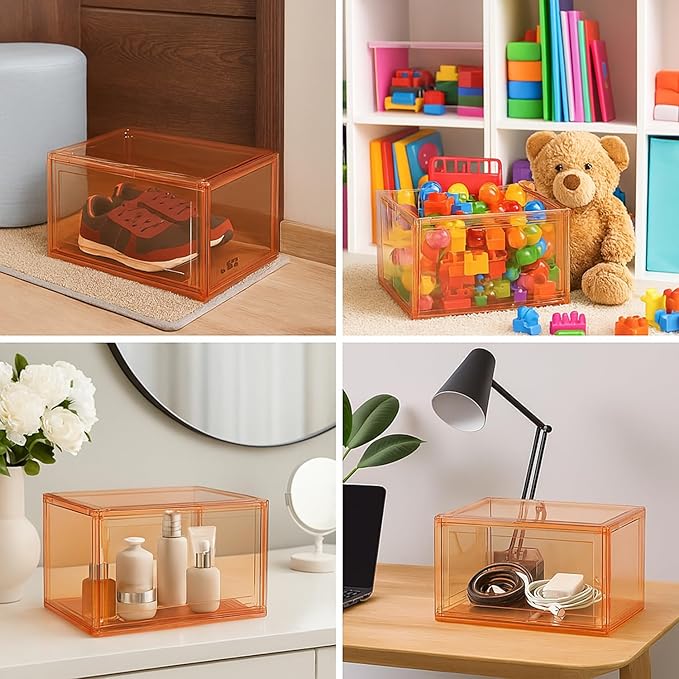 Shoe Organizer, Shoe Storage Boxes with Magnetic Door (Green) - salesmania