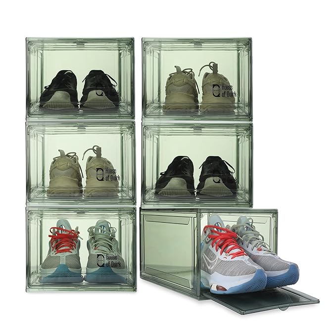 Shoe Organizer, Shoe Storage Boxes with Magnetic Door (Green) - salesmania