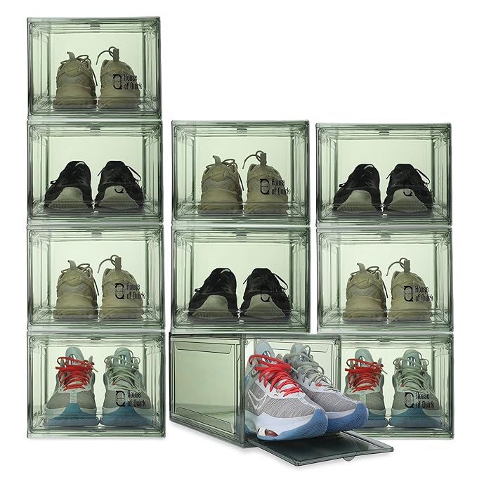 Shoe Organizer, Shoe Storage Boxes with Magnetic Door (Green) - salesmania