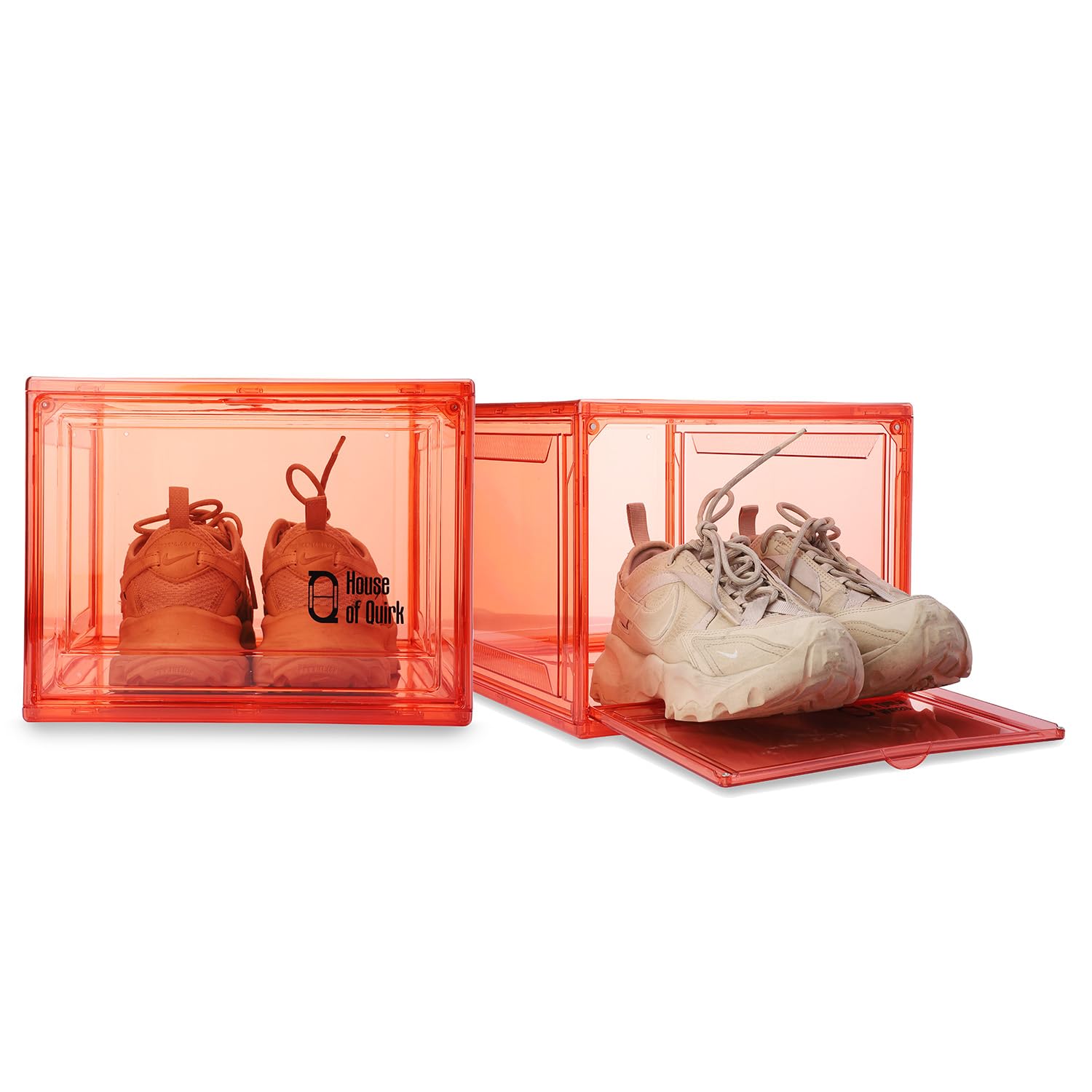 Shoe Organizer, Shoe Storage Boxes with Magnetic Door (Red) - salesmania