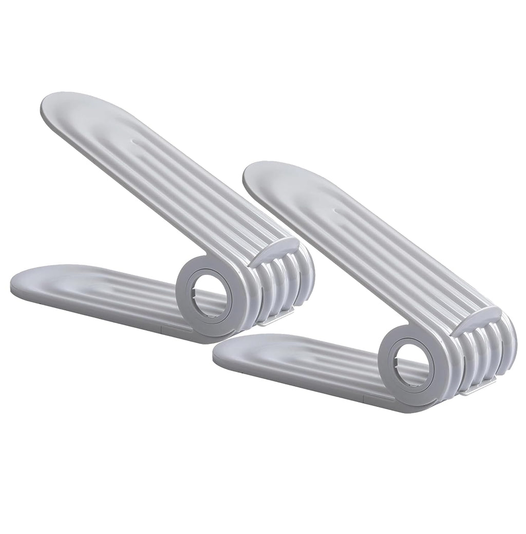 Shoe Slots Organiser Double Deck Shoe Holder - Grey - salesmania