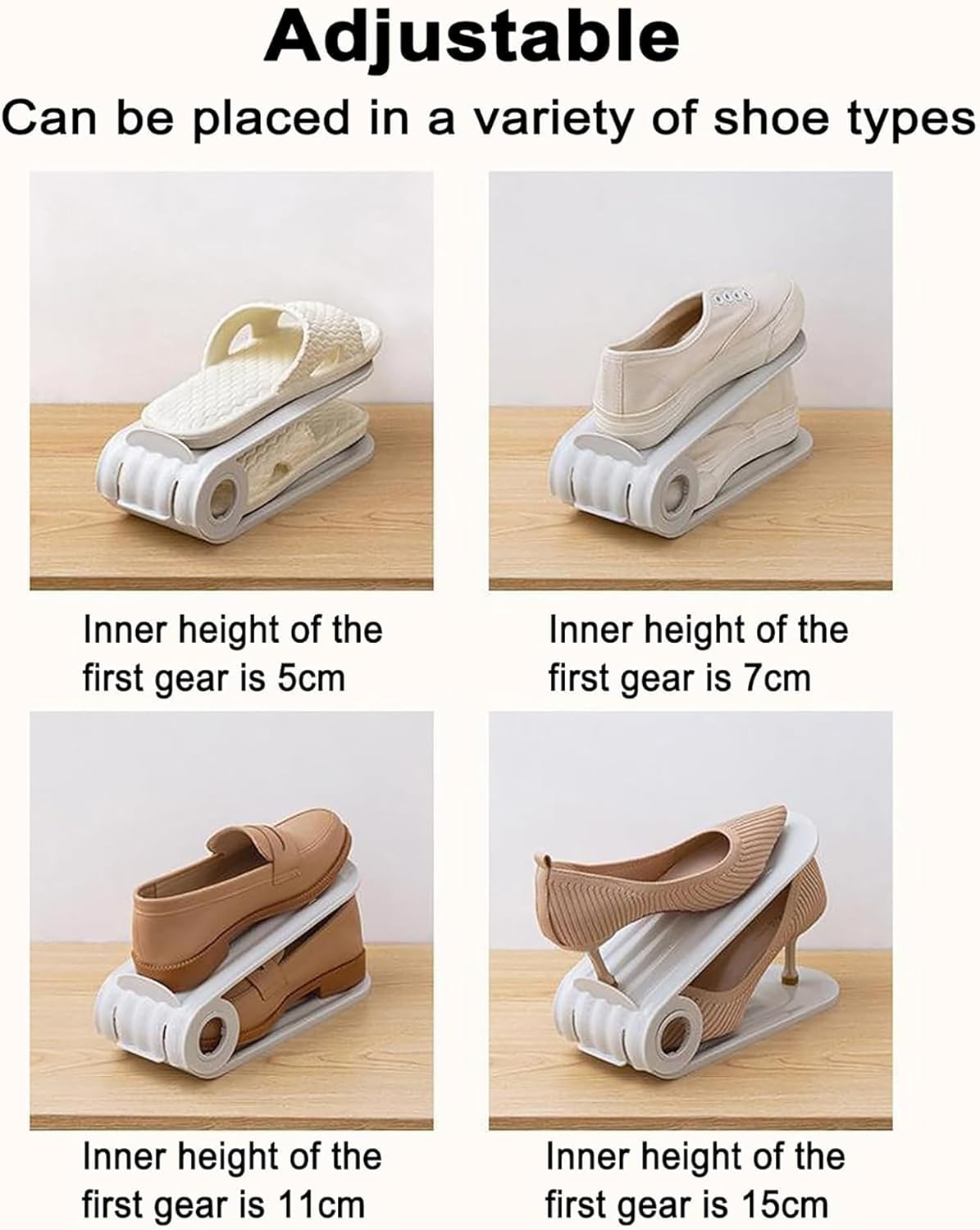 Shoe Slots Organiser Double Deck Shoe Holder - Grey - salesmania