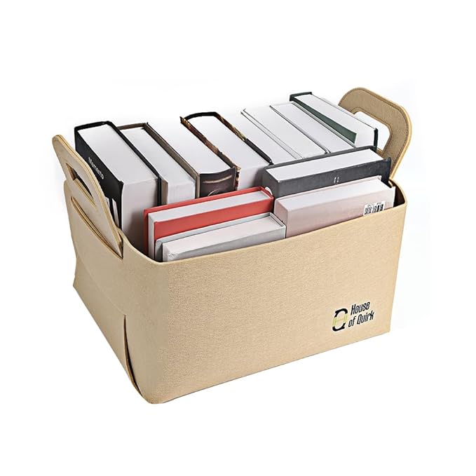 Storage Basket Felt Storage Bin Organizer with Carry Handles (Pack of 3) - salesmania