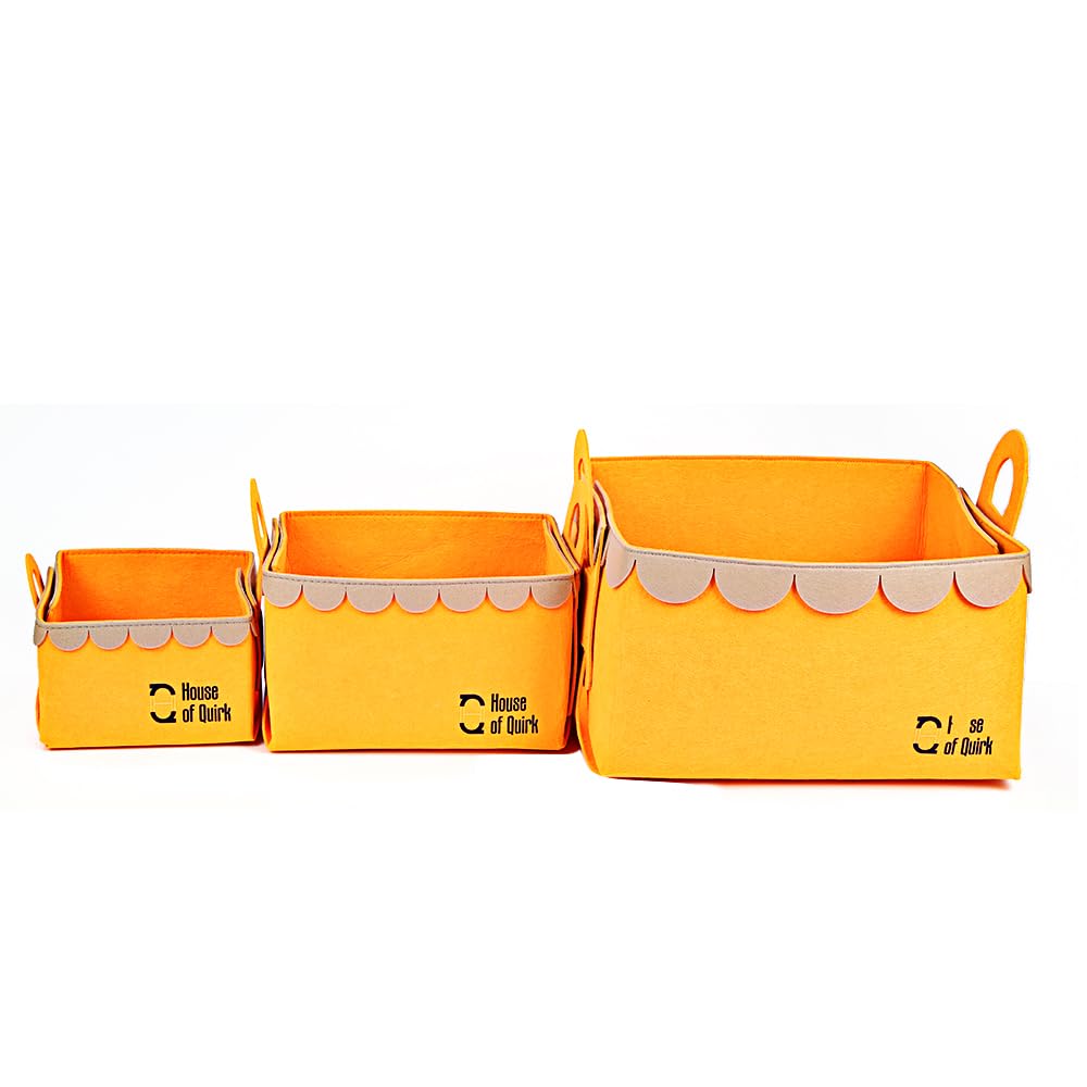 Storage Basket Felt Storage Bin Organizer with Carry Handles (Pack of 3) - salesmania