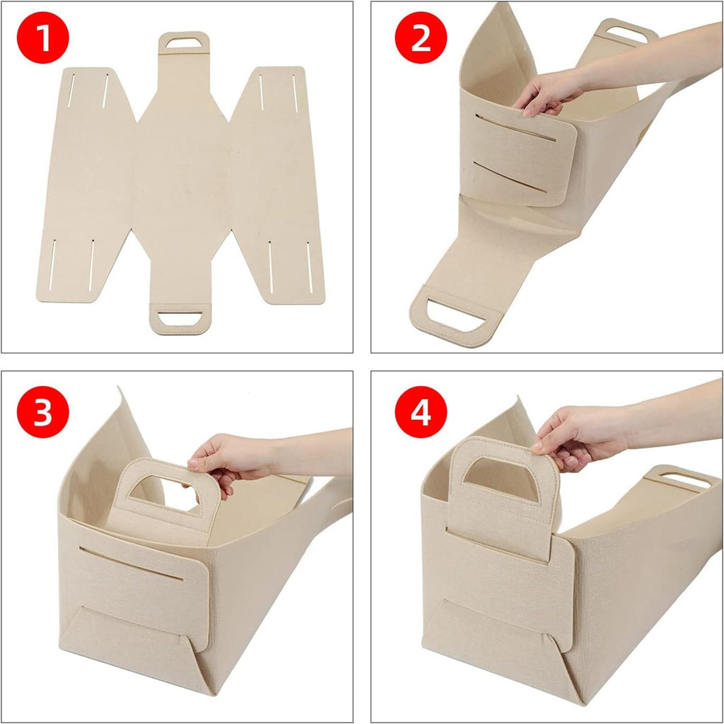 Storage Basket Felt Storage Bin Organizer with Carry Handles (Pack of 3) - salesmania