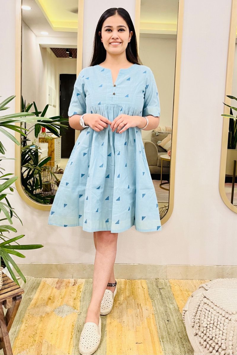 TRIBAL EMBROIDERED FLARED DRESS - salesmania