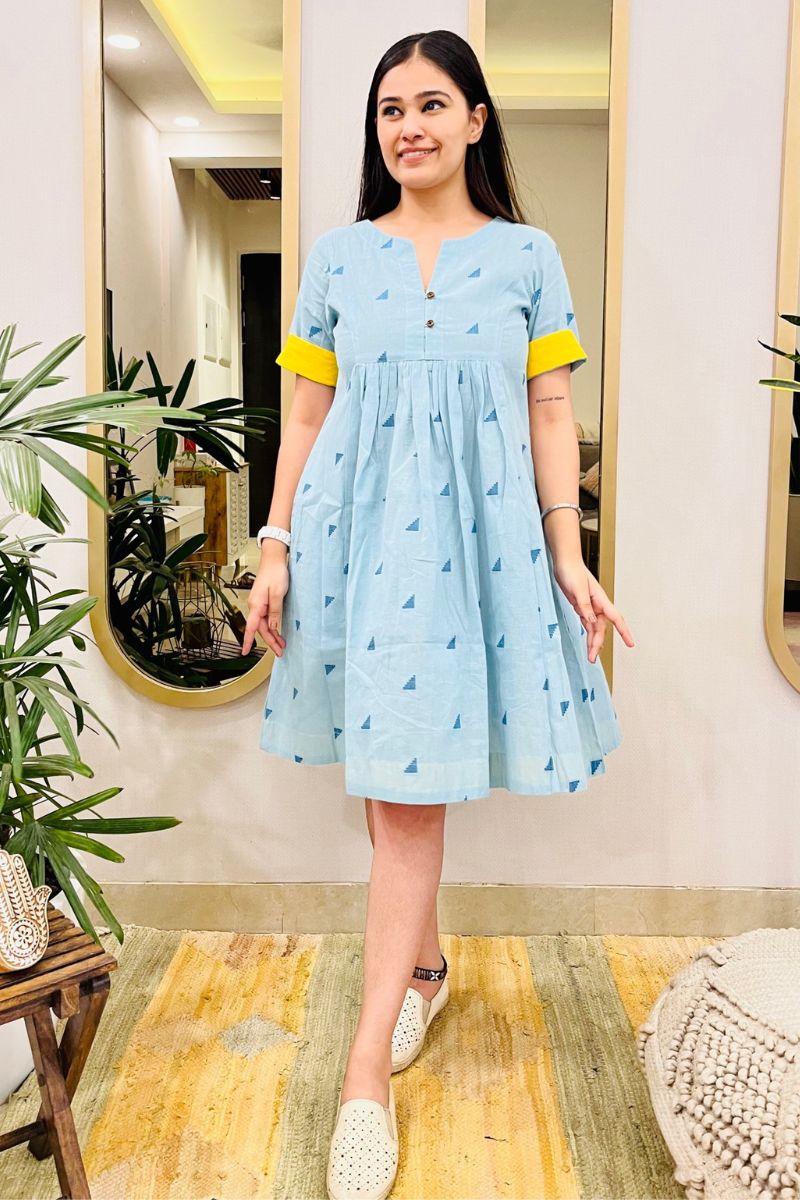 TRIBAL EMBROIDERED FLARED DRESS - salesmania