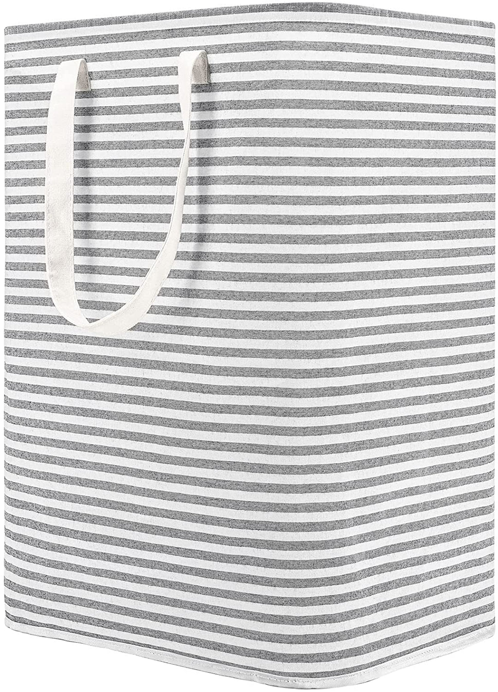 Waterproof Laundry Hamper Collapsible Baskets with Easy Carry Handles Extra Large - White Grey Stripe - salesmania