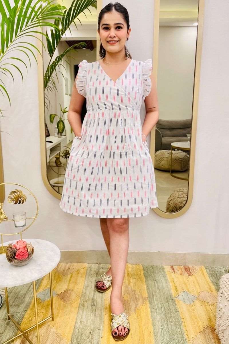 WHITE LEA FLARED DRESS - salesmania