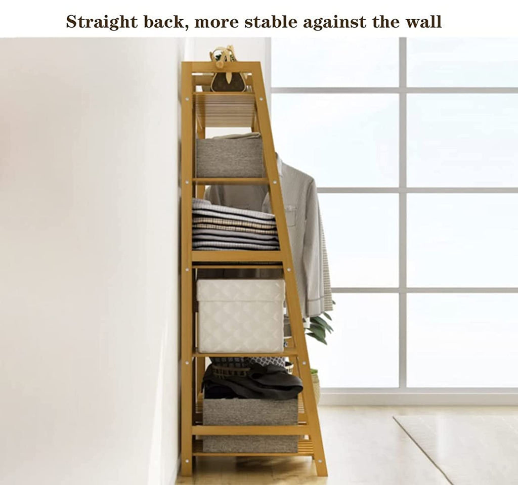 Wooden Clothing Rack with 5 Tiers(130x40x140cm) - salesmania